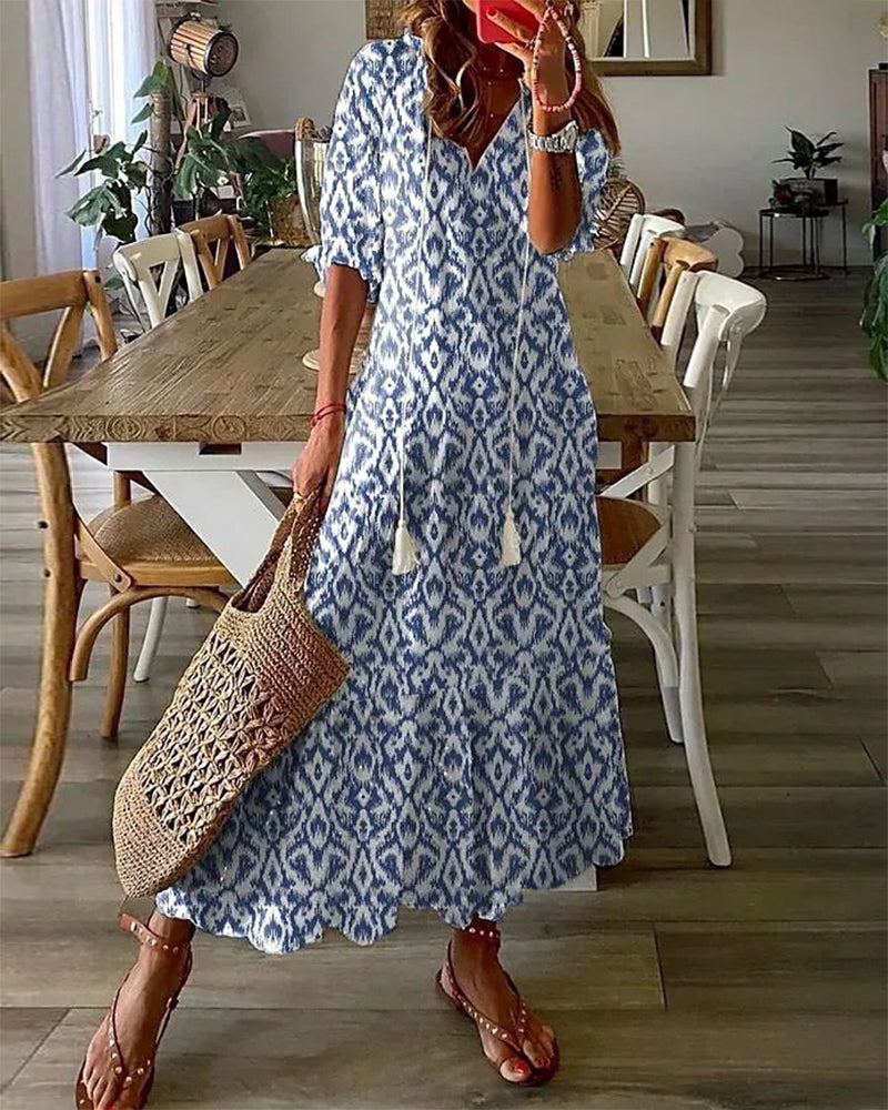 SASCHA | BOHO VINTAGE V-NECK SUMMER DRESS