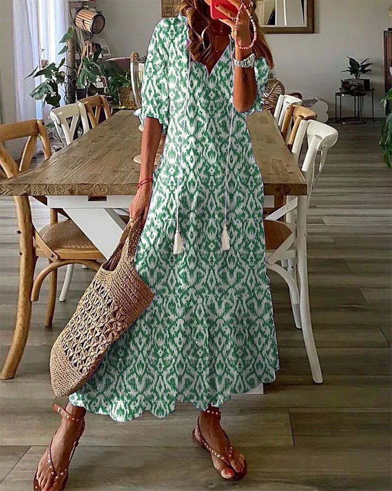 SASCHA | BOHO VINTAGE V-NECK SUMMER DRESS