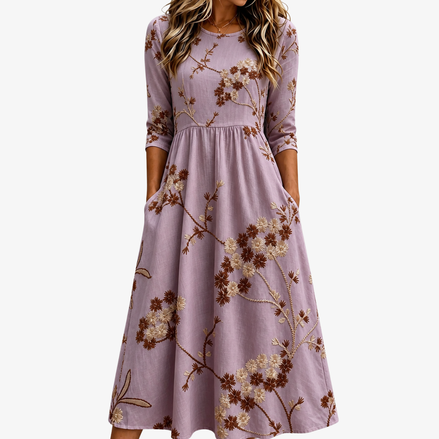 CLAIRE | HEATHER MEADOW FLORAL POCKET MIDI DRESS