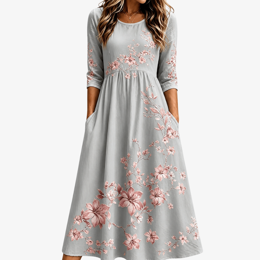 EMMA | SILVER BLOSSOM RETREAT MIDI DRESS