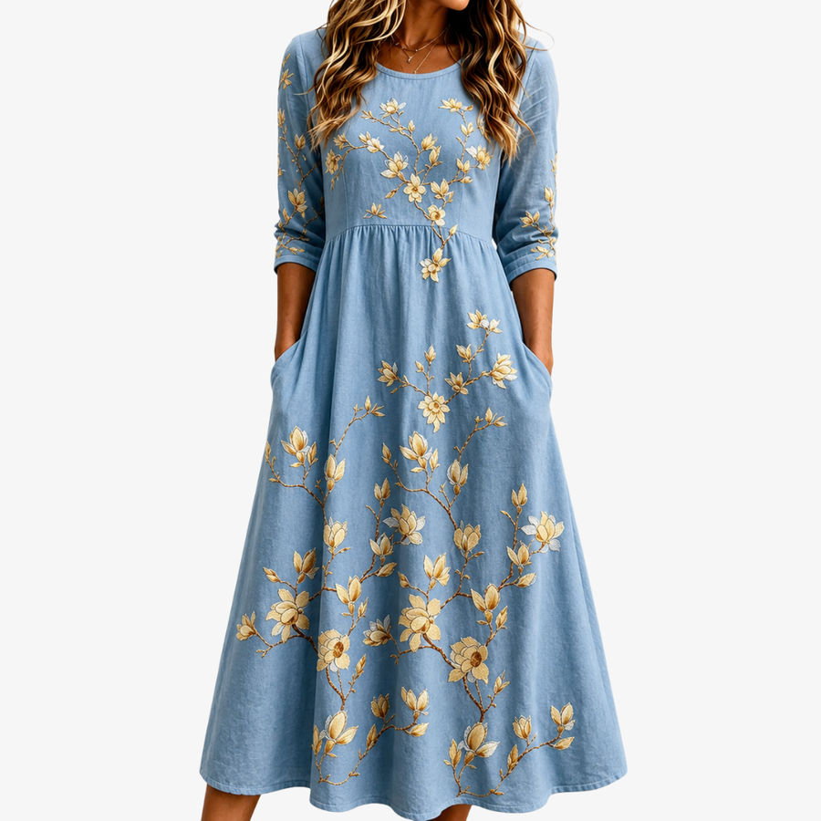AVA | BLUEBELL MEADOW POCKET MIDI DRESS