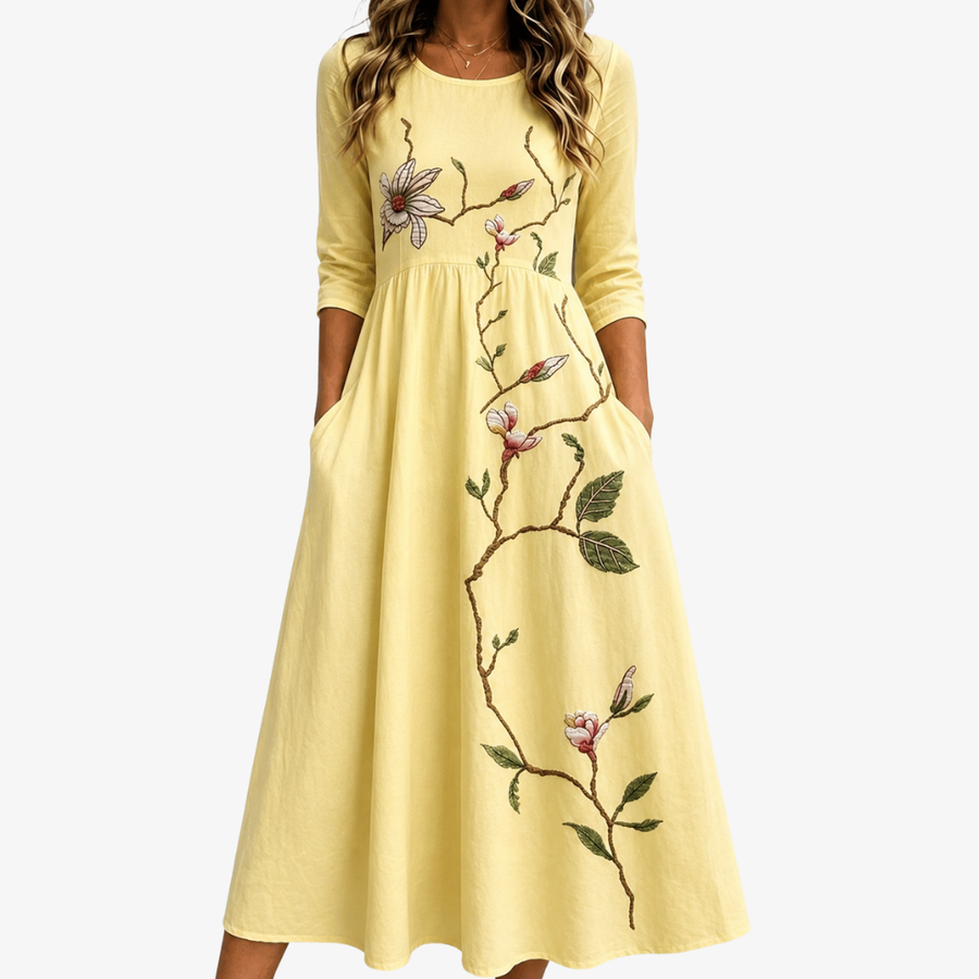 SOPHIE | GOLDEN BLOSSOM POCKET MIDI DRESS