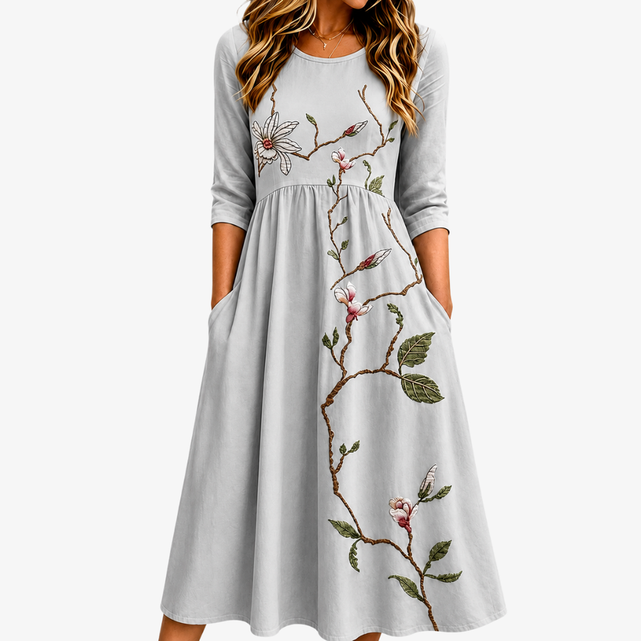 GRACE | SILVER MEADOW BLOSSOM POCKET MIDI DRESS
