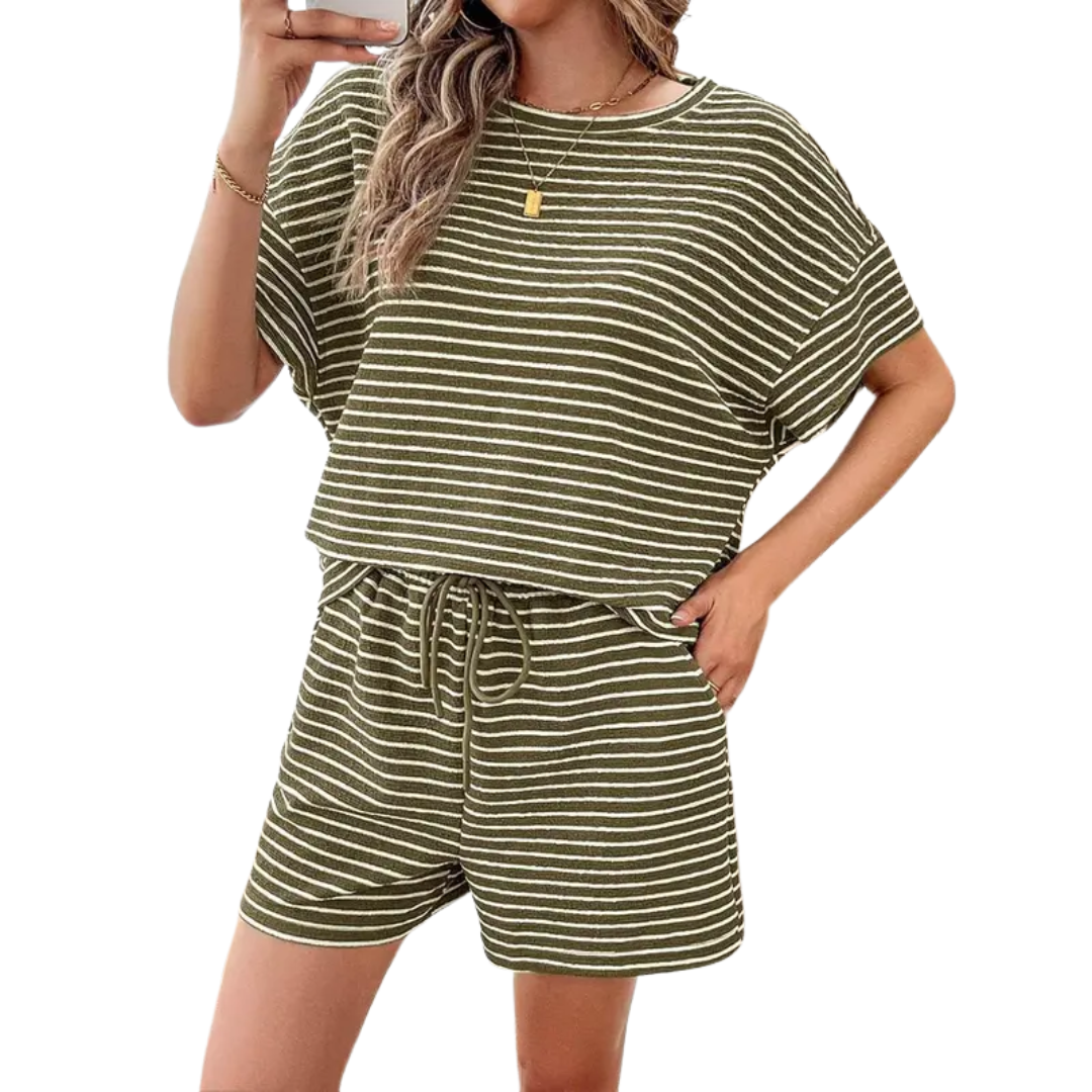 TESSIE | STRIPED DRAWSTRING LOUNGE SET