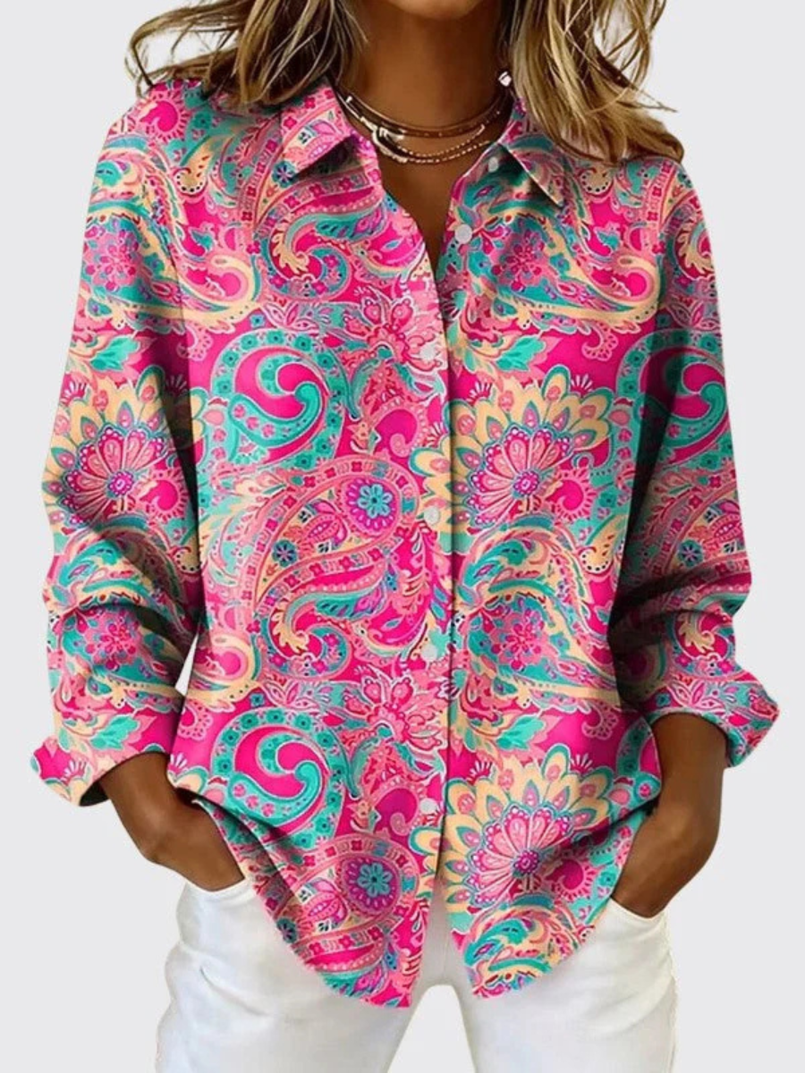 DRAYA | PAISLEY PRINT BUTTON-UP BLOUSE