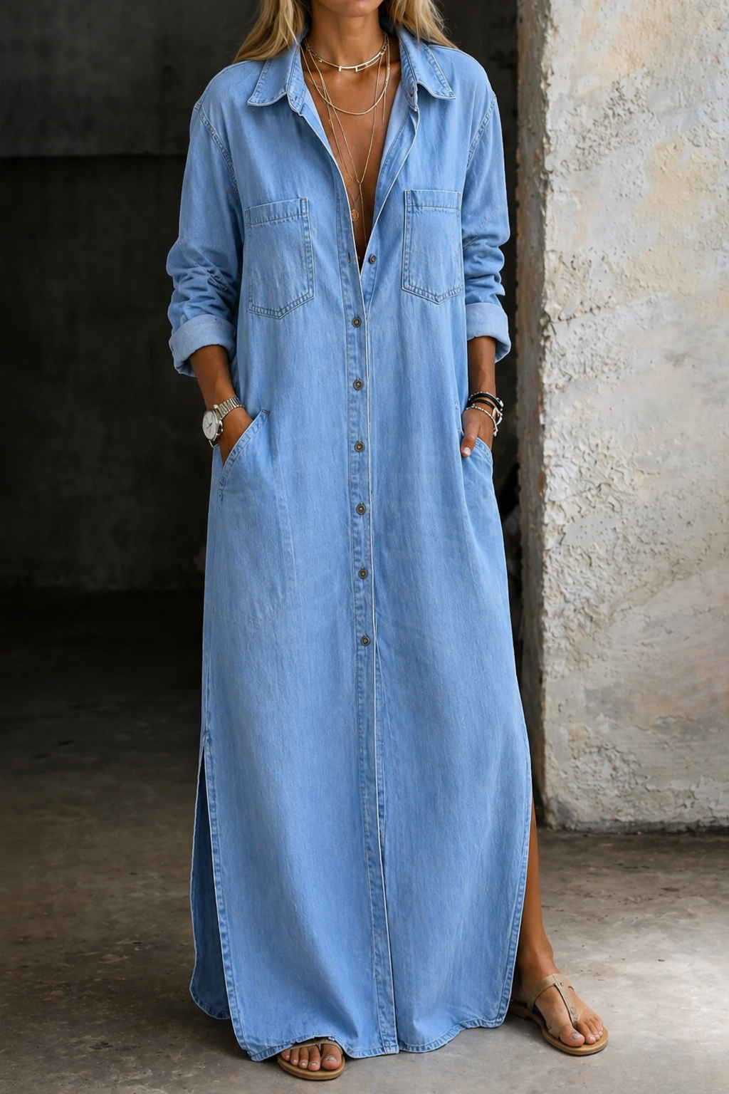 ANDREA | DENIM BUTTON DOWN DRESS