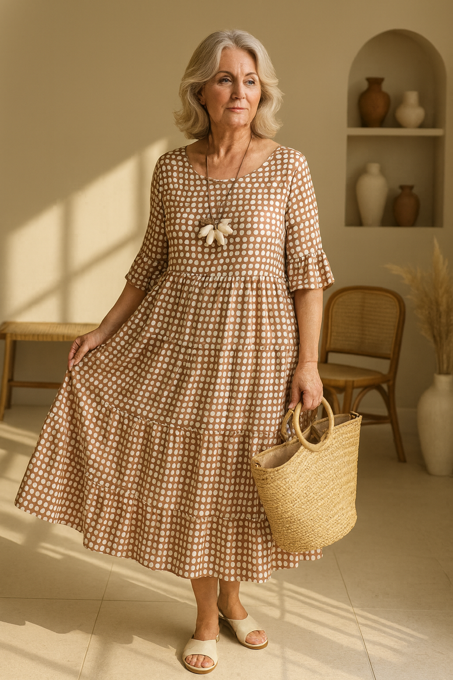 DAWN | SABLE SHORT-SLEEVE MIDI DRESS