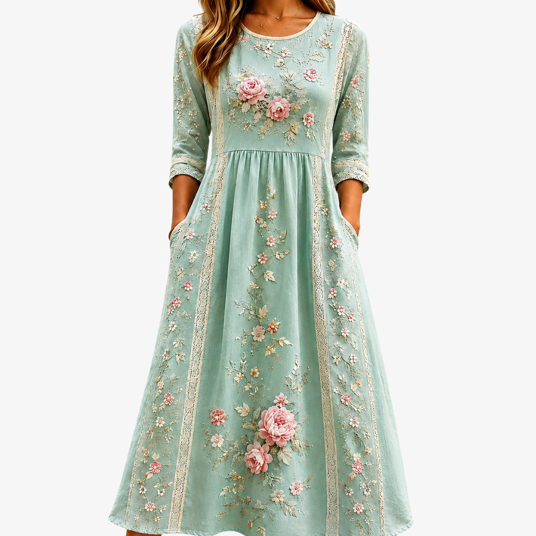 SADIE | BLUSH ROSE GARDEN GRACE MIDI DRESS