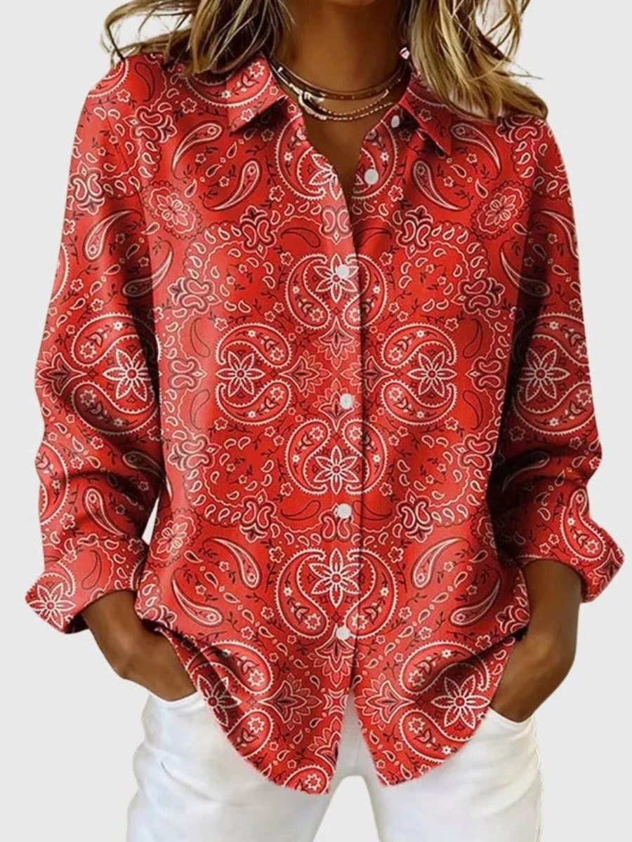 DRAYA | PAISLEY PRINT BUTTON-UP BLOUSE