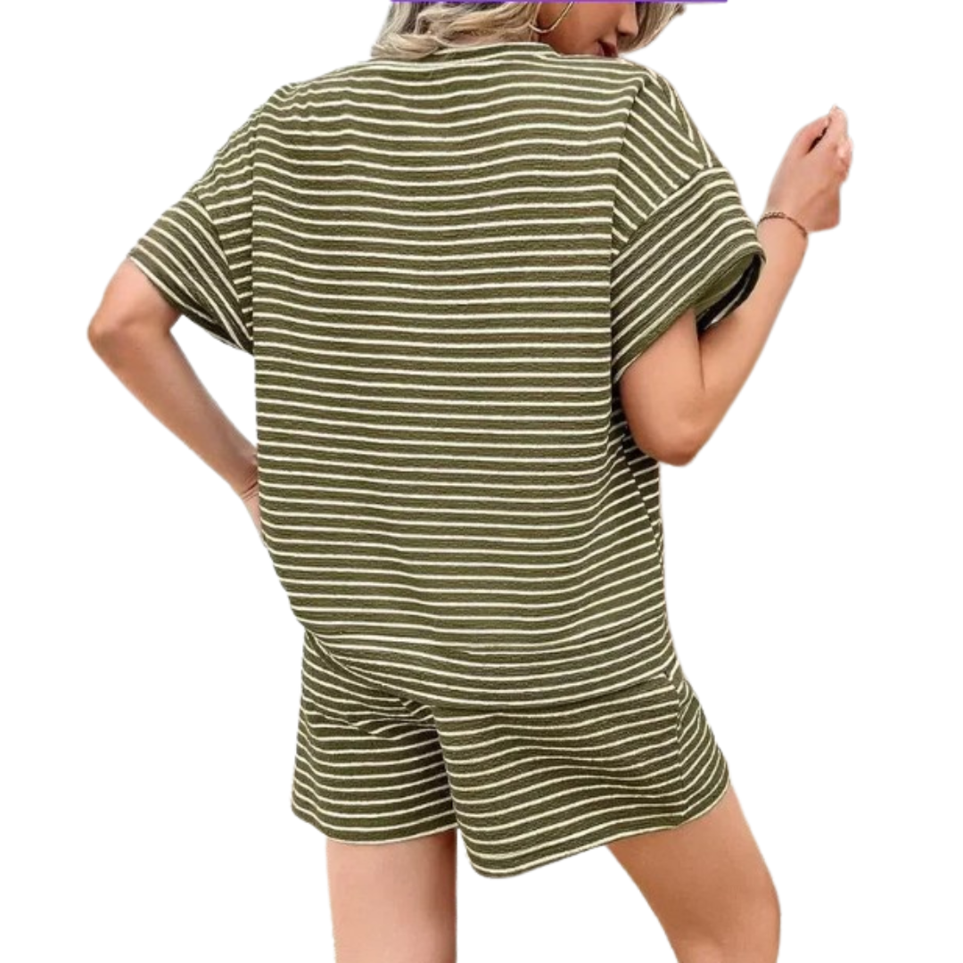 TESSIE | STRIPED DRAWSTRING LOUNGE SET