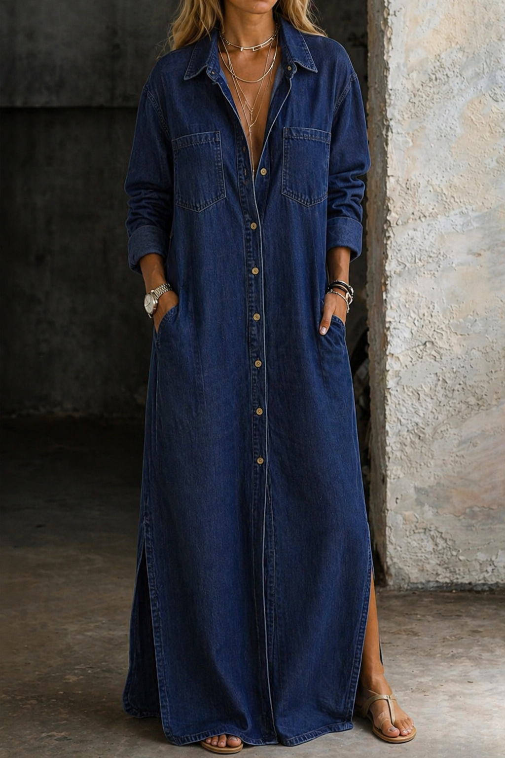 ANDREA | DENIM BUTTON DOWN DRESS