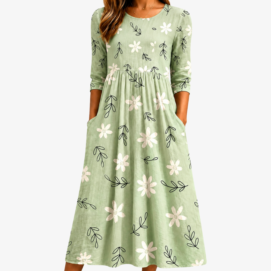 CHLOE | SAGE BLOSSOM EVERYDAY POCKET MIDI DRESS