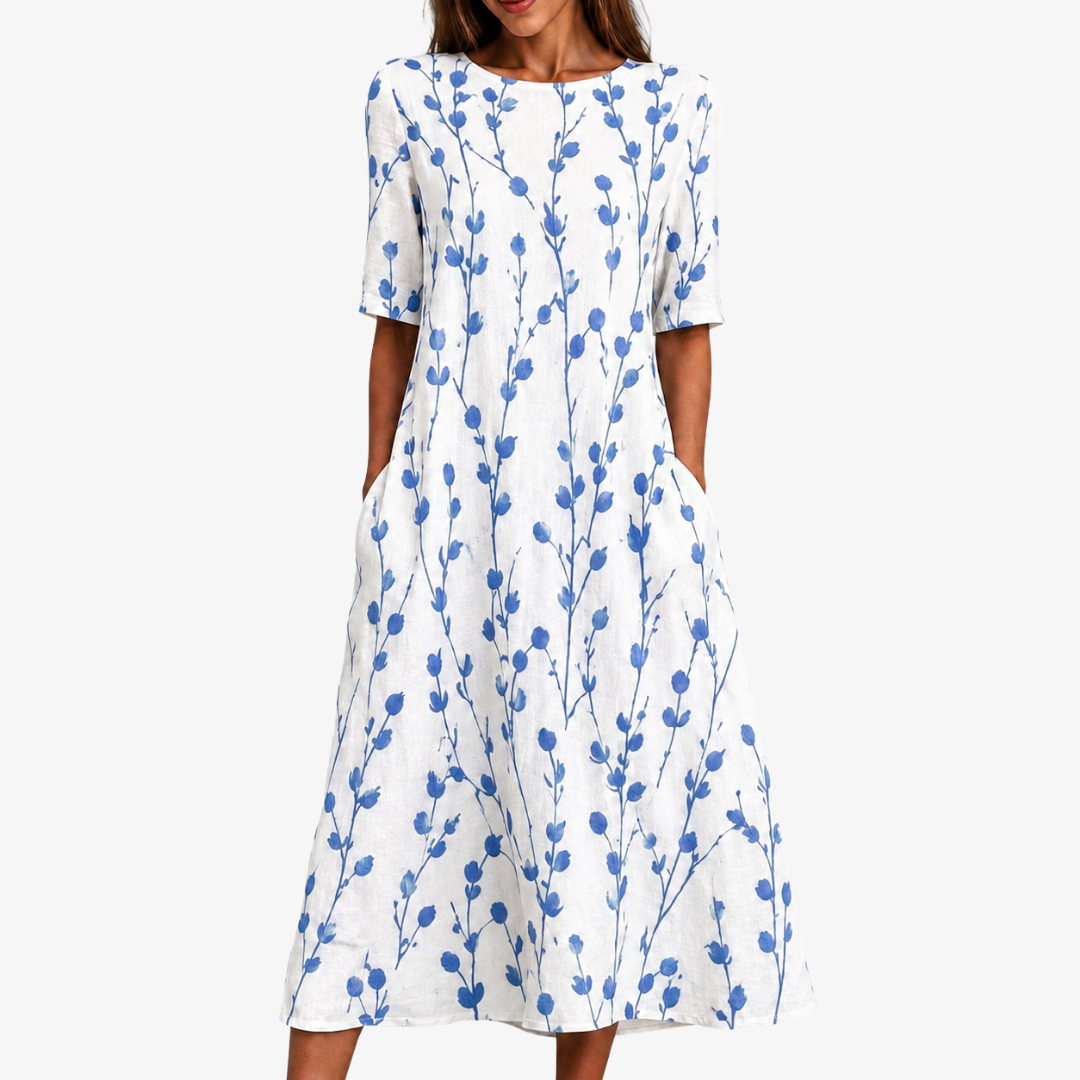 CAMILLA | BLUE MEADOW BREEZE POCKET MIDI DRESS