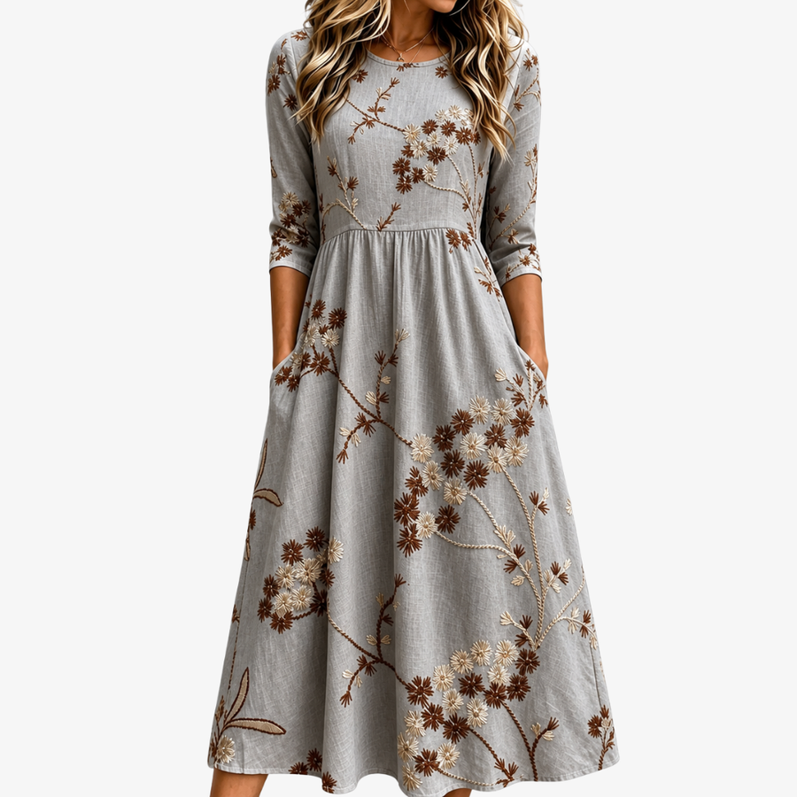 SAVANNAH | AUTUMN BLOSSOM POCKET MIDI DRESS