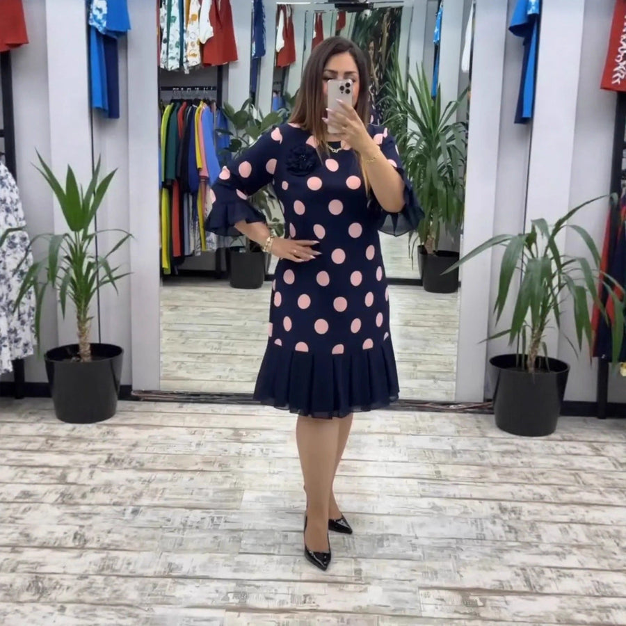 TISHA | PLEATED POLKA DOT DRESS