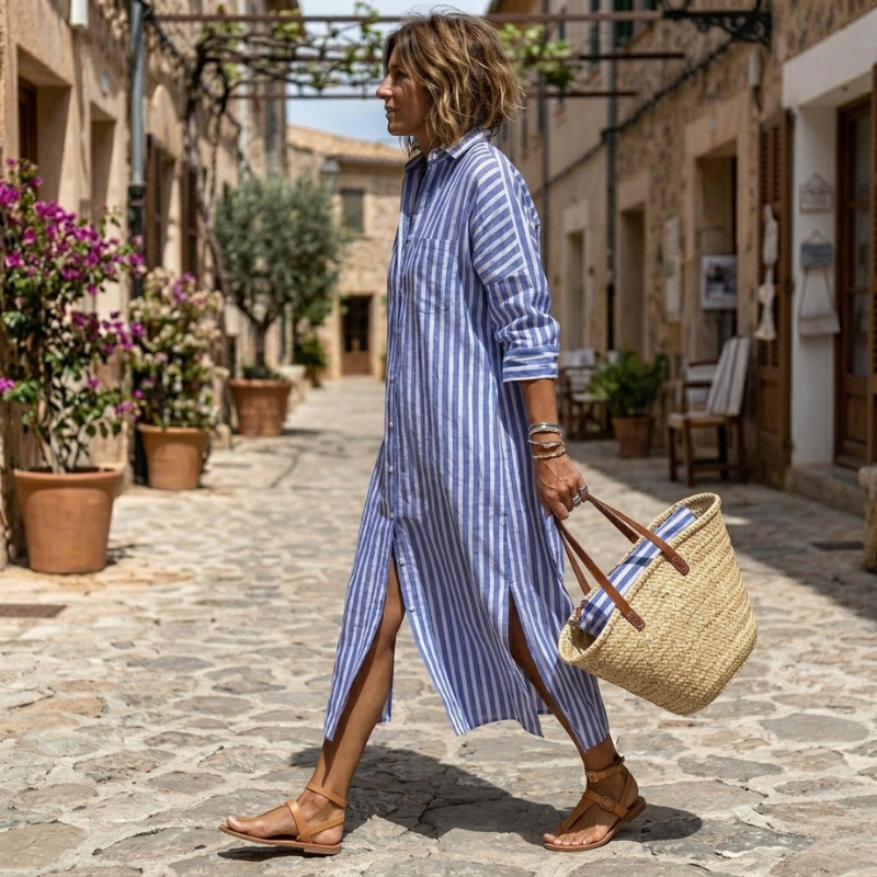 WILMA | ELEGANT STRIPED SUMMER DRESS