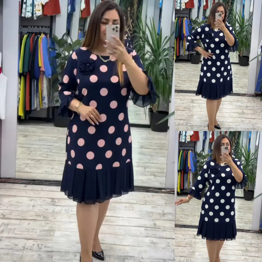 TISHA | PLEATED POLKA DOT DRESS