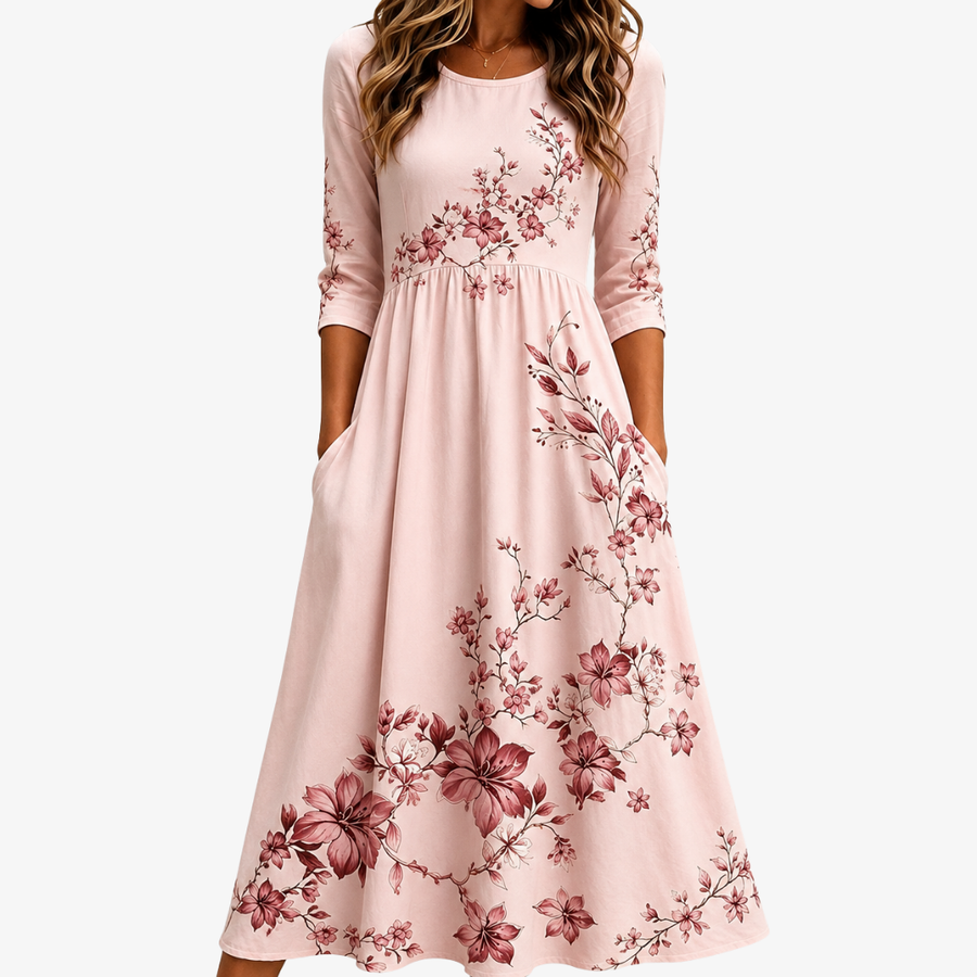 LILY | ROSE GARDEN CHARM POCKET MIDI DRESS