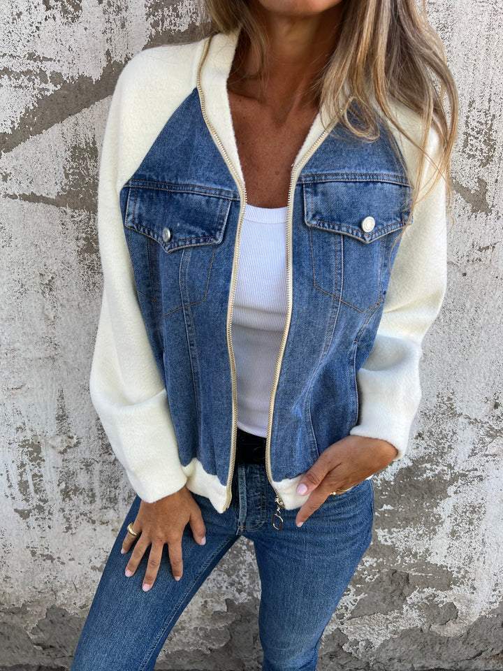 STACY | CASUAL JACKET WITH ZIP FASTENING AND V-NECK