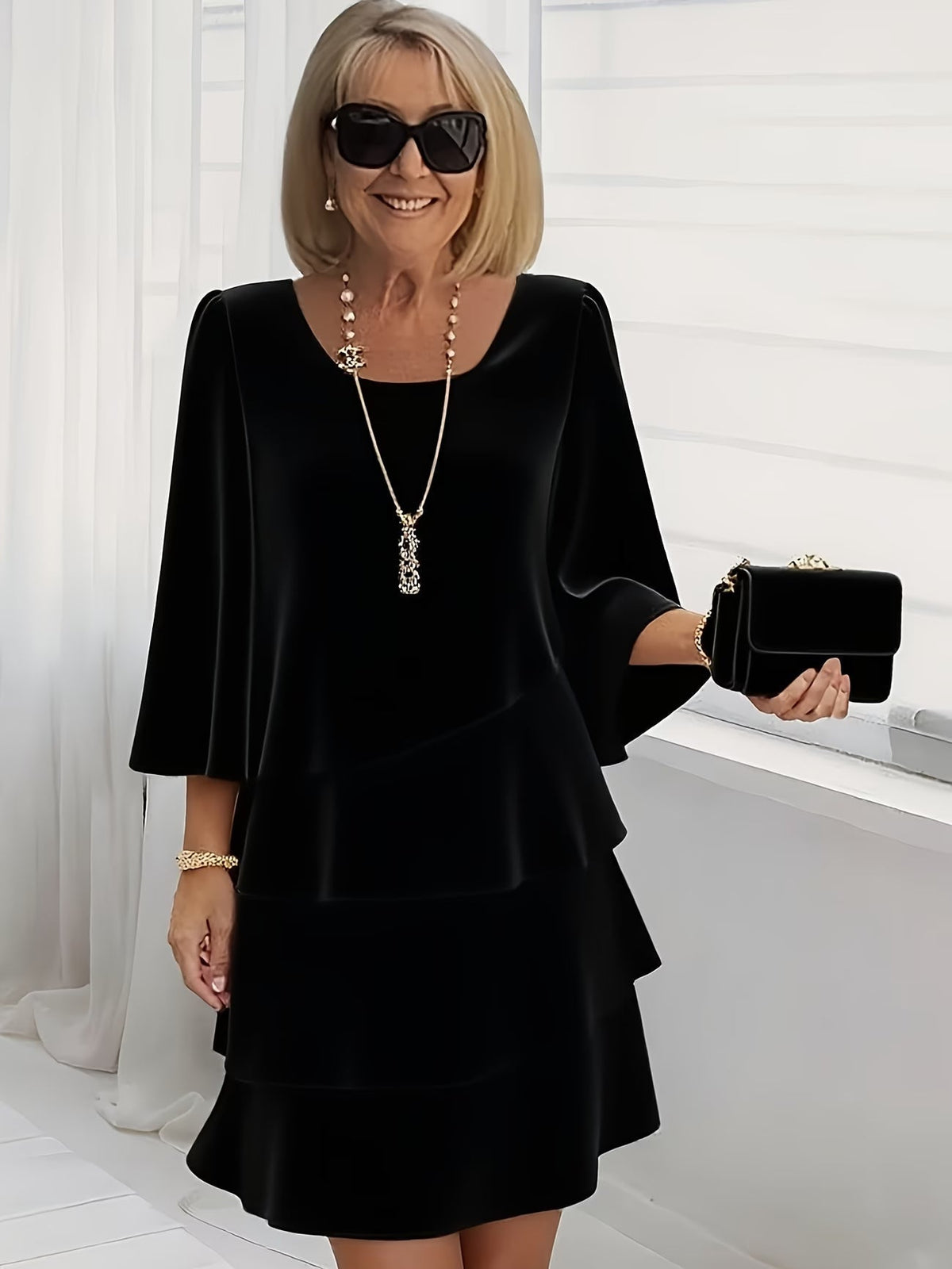 CATHERINE | ELEGANT COMFORT RUFFLE DRESS