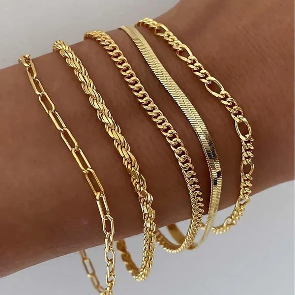 SHERENE | 5-PIECE GOLD STYLE BRACELET SET