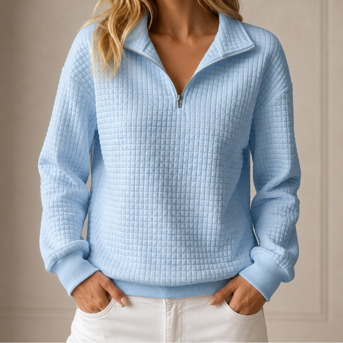 WINONA | CHECKERED QUARTER-ZIP TOP