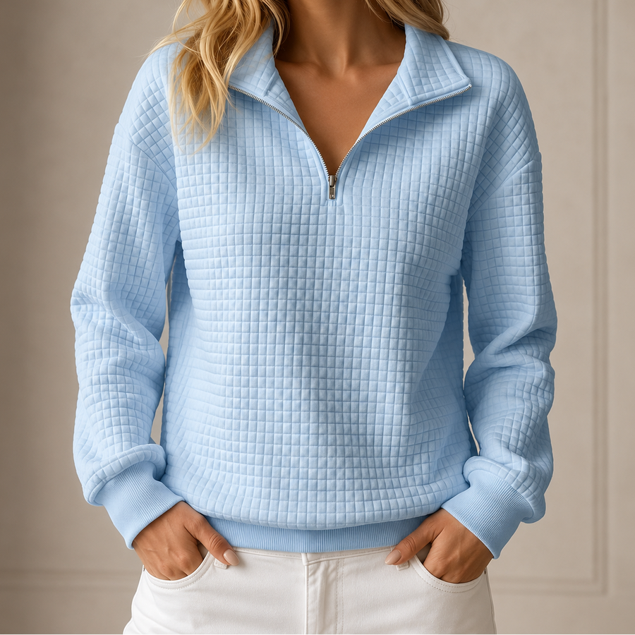 WINONA | CHECKERED QUARTER-ZIP TOP