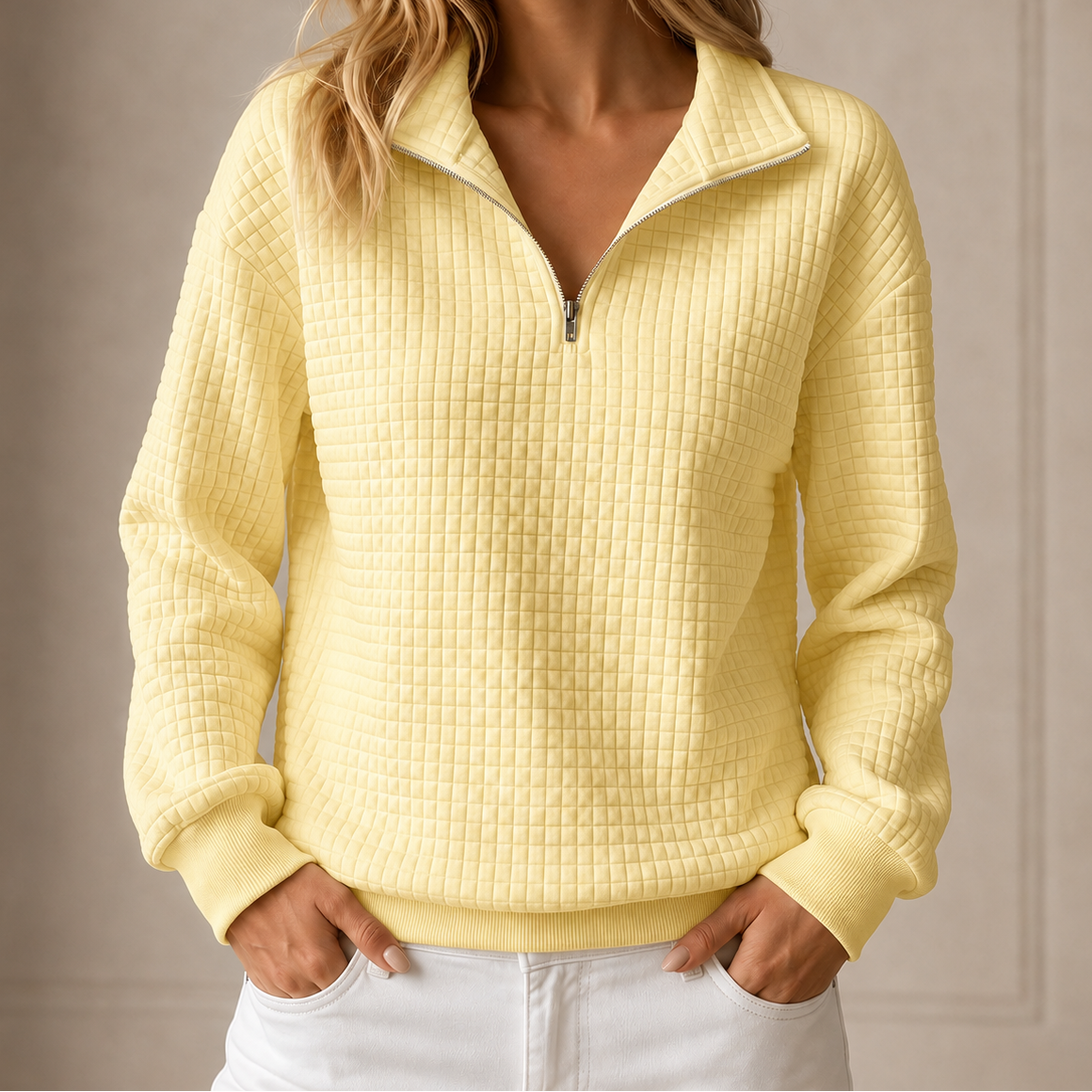 WINONA | CHECKERED QUARTER-ZIP TOP