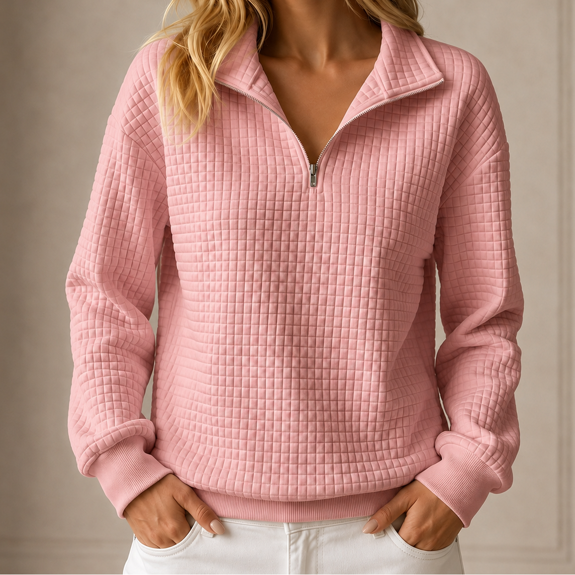 WINONA | CHECKERED QUARTER-ZIP TOP