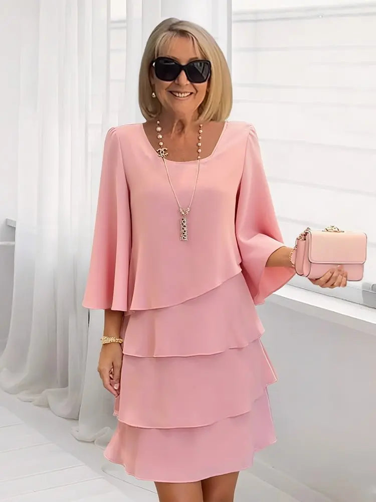 CATHERINE | ELEGANT COMFORT RUFFLE DRESS