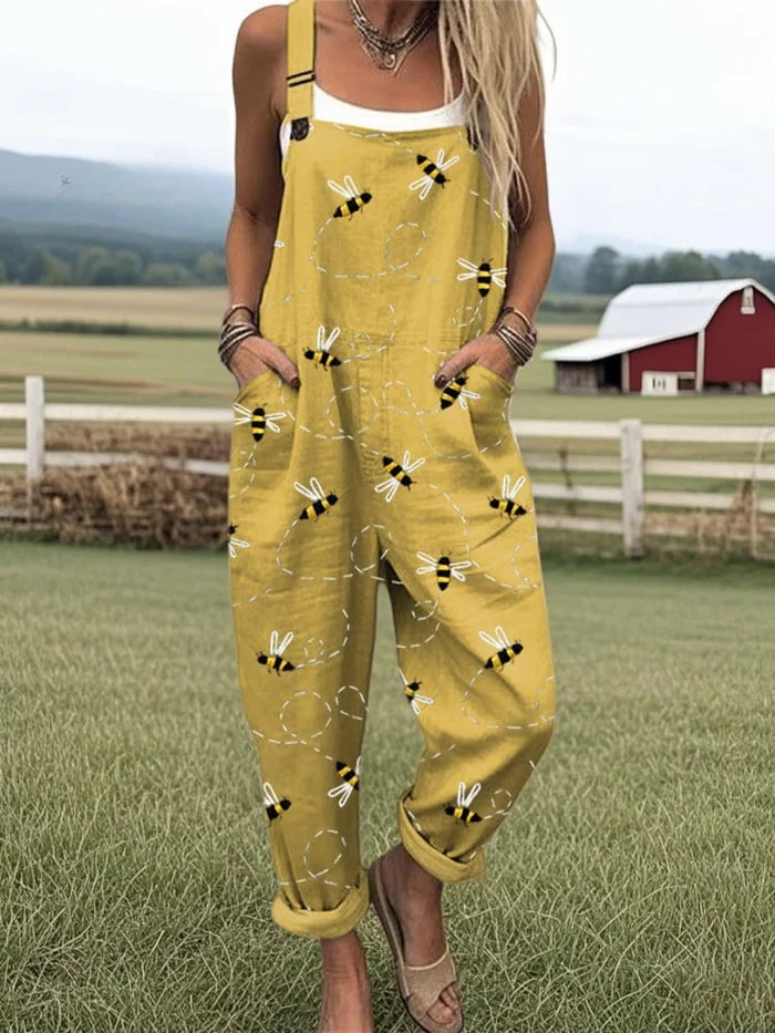 CAROLE | WOMEN'S SUMMER DUNGAREES WITH PLAYFUL PRINT
