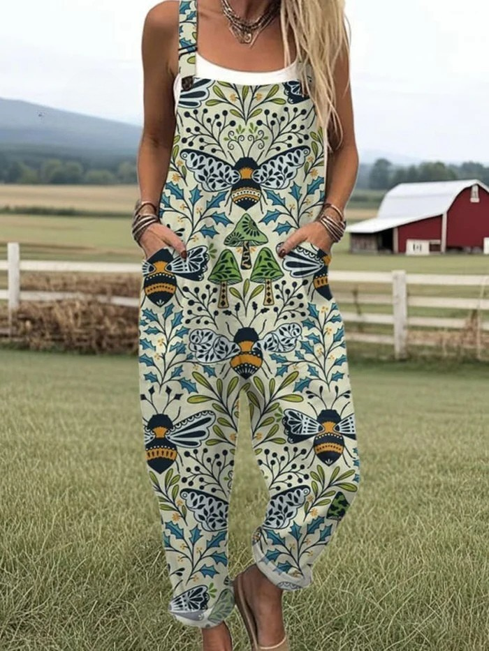 CAROLE | WOMEN'S SUMMER DUNGAREES WITH PLAYFUL PRINT