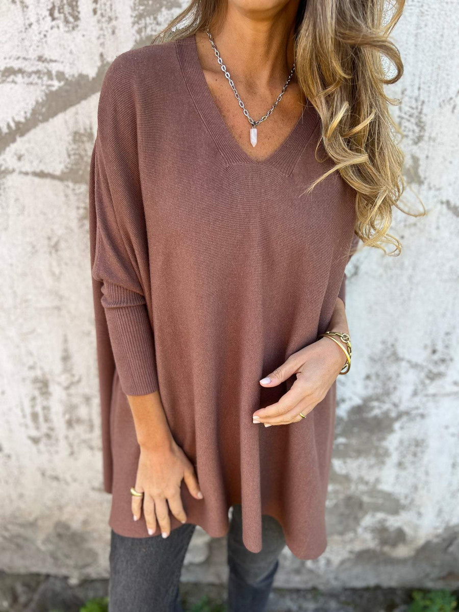 BESSY | COMFORTABLE SWEATER WITH V-NECK AND LONG SLEEVES