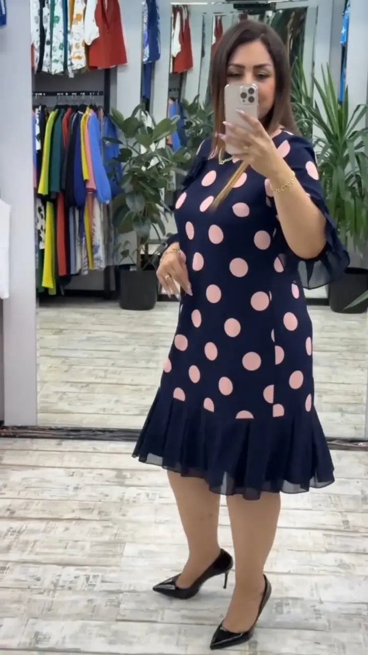 TISHA | PLEATED POLKA DOT DRESS