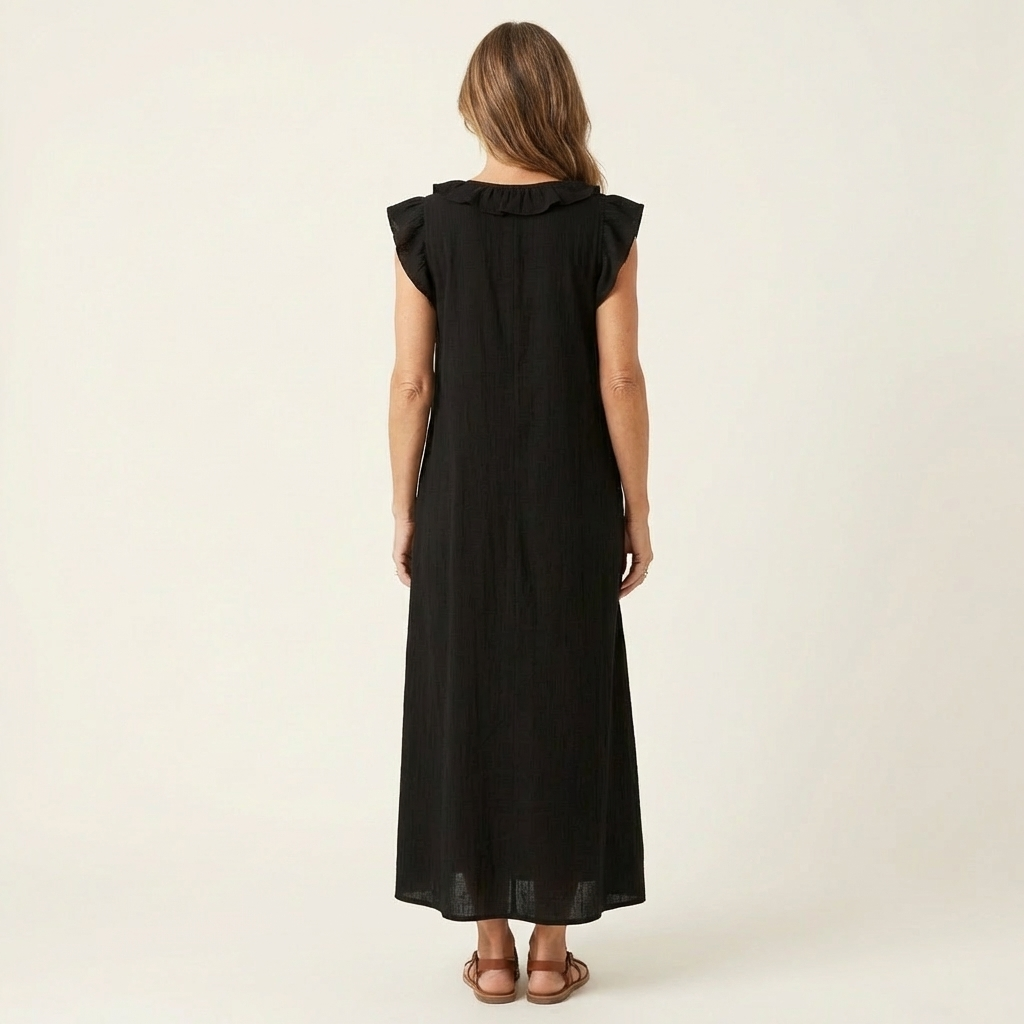 VIOLET | RUFFLE V-NECK MAXI DRESS