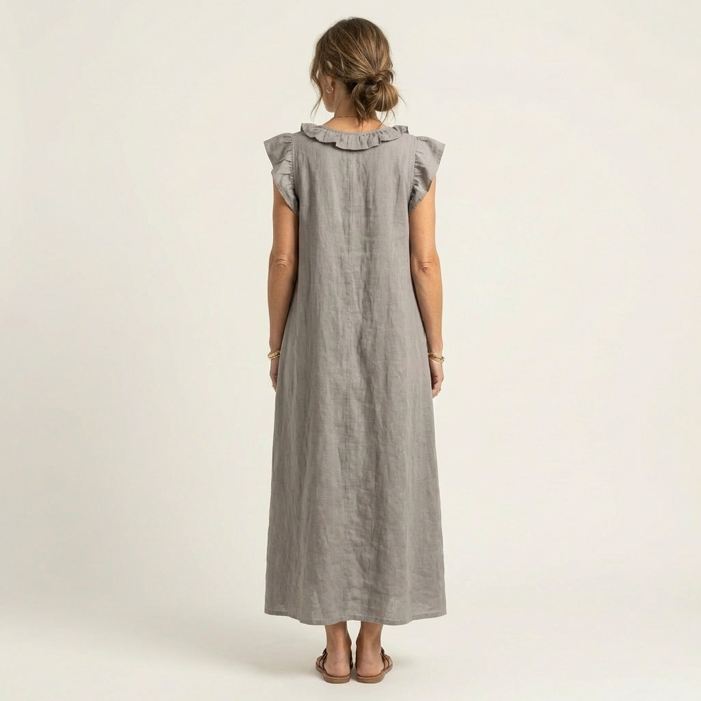 VIOLET | RUFFLE V-NECK MAXI DRESS