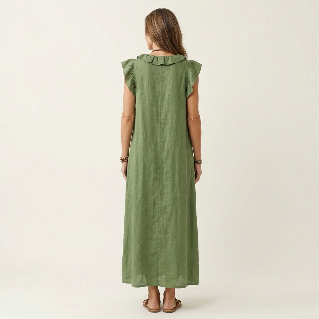 VIOLET | RUFFLE V-NECK MAXI DRESS