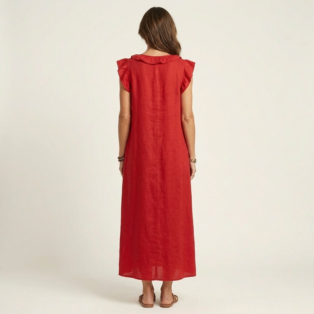 VIOLET | RUFFLE V-NECK MAXI DRESS