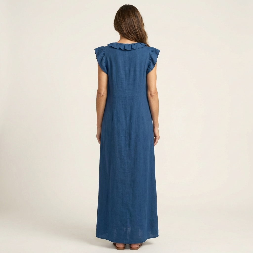VIOLET | RUFFLE V-NECK MAXI DRESS